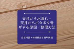 アイキャッチ画像_天井から水漏れ・天井からポタポタ音がする原因・修理方法｜応急処置・修理費用も簡単解説